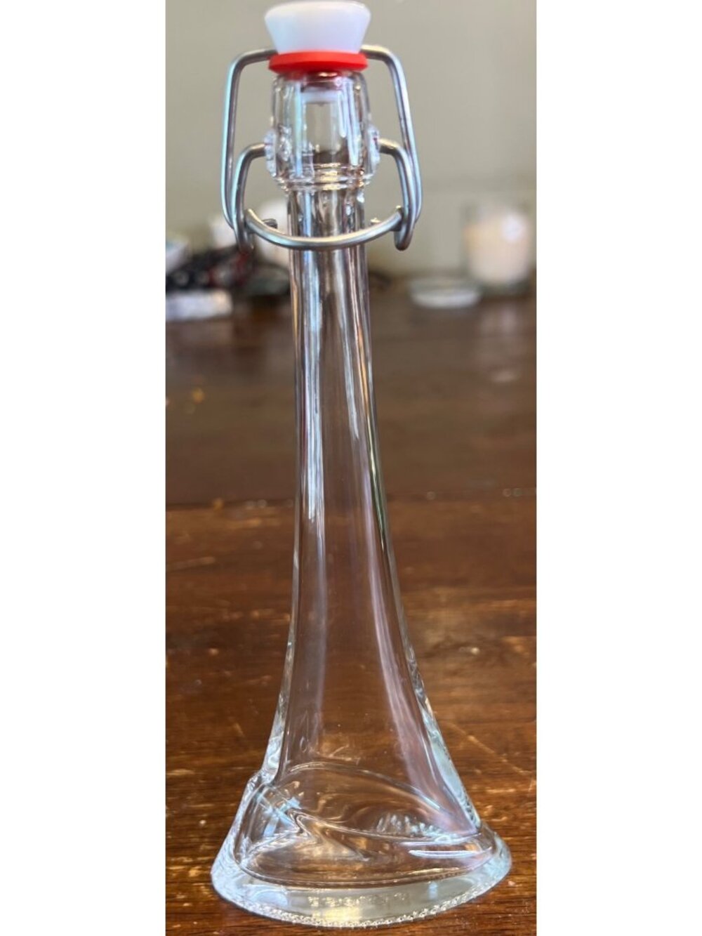 Tall Mod Dep Glass Bottle Swing-Top Lid Red Rubber Seal vinegar/oil MCM design